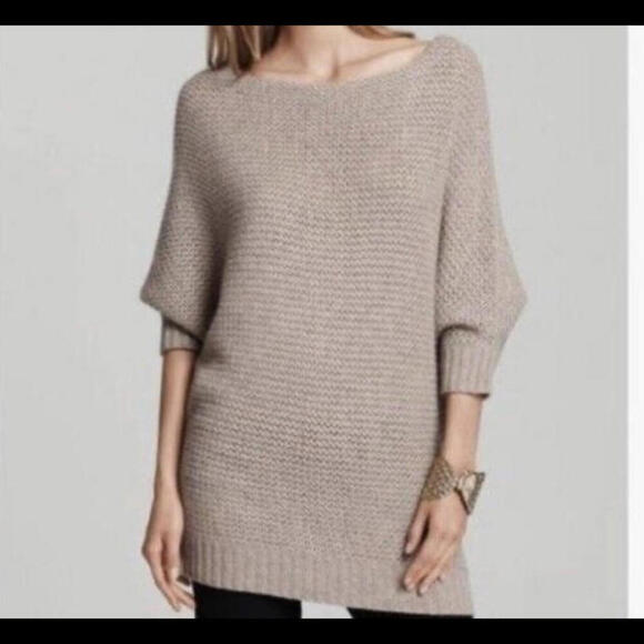 ALICE + OLIVIA beige tan lambswool cashmere knit sweater - Picture 1 of 7